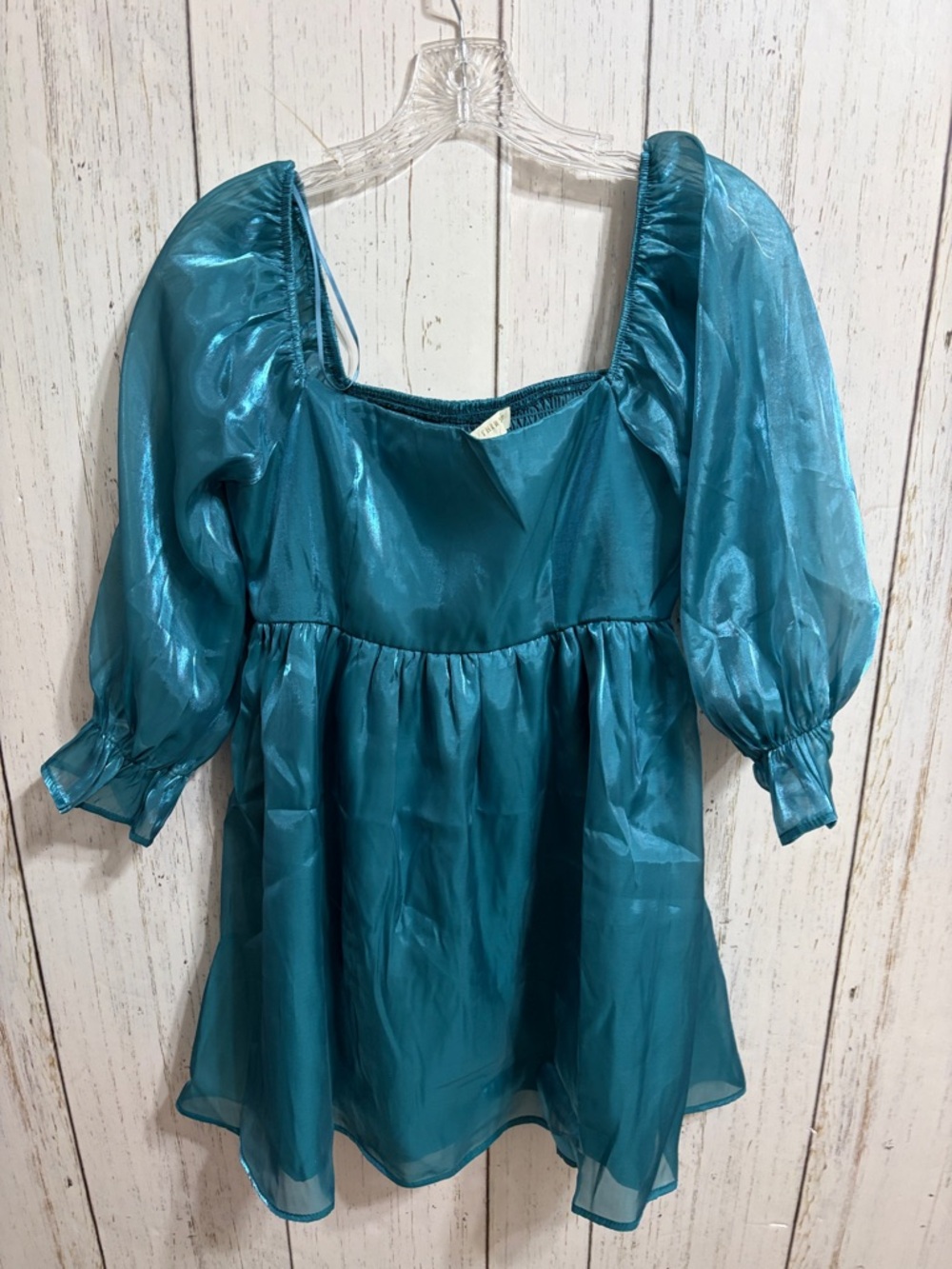 Women’s Teal Puff-Sleeve Mini Dress